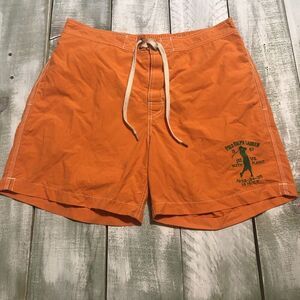 Polo Ralph Lauren Shorts Men M Orange Lined Swim Trunks Pockets Pony Embroidered